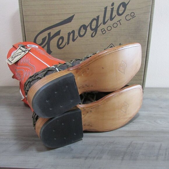 Fenoglio Men's Square Toe Arapaima Western Boot - Tobacco Rustic/Orange - FB0010 - Picture 4 of 5